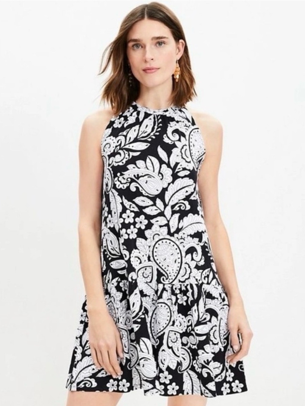 NWOT Black & White Paisley Halter Dress